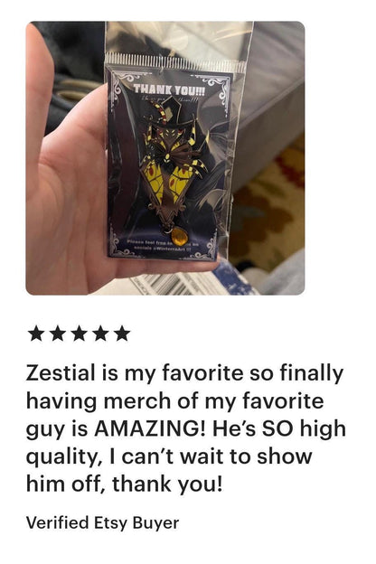 Zestiel Portrait Enamel Pin | Hazbin Hotel Fanart