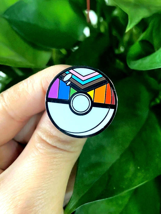 Rainbow Progressive Pride Ball Pin (1.5” - Black Nickel)