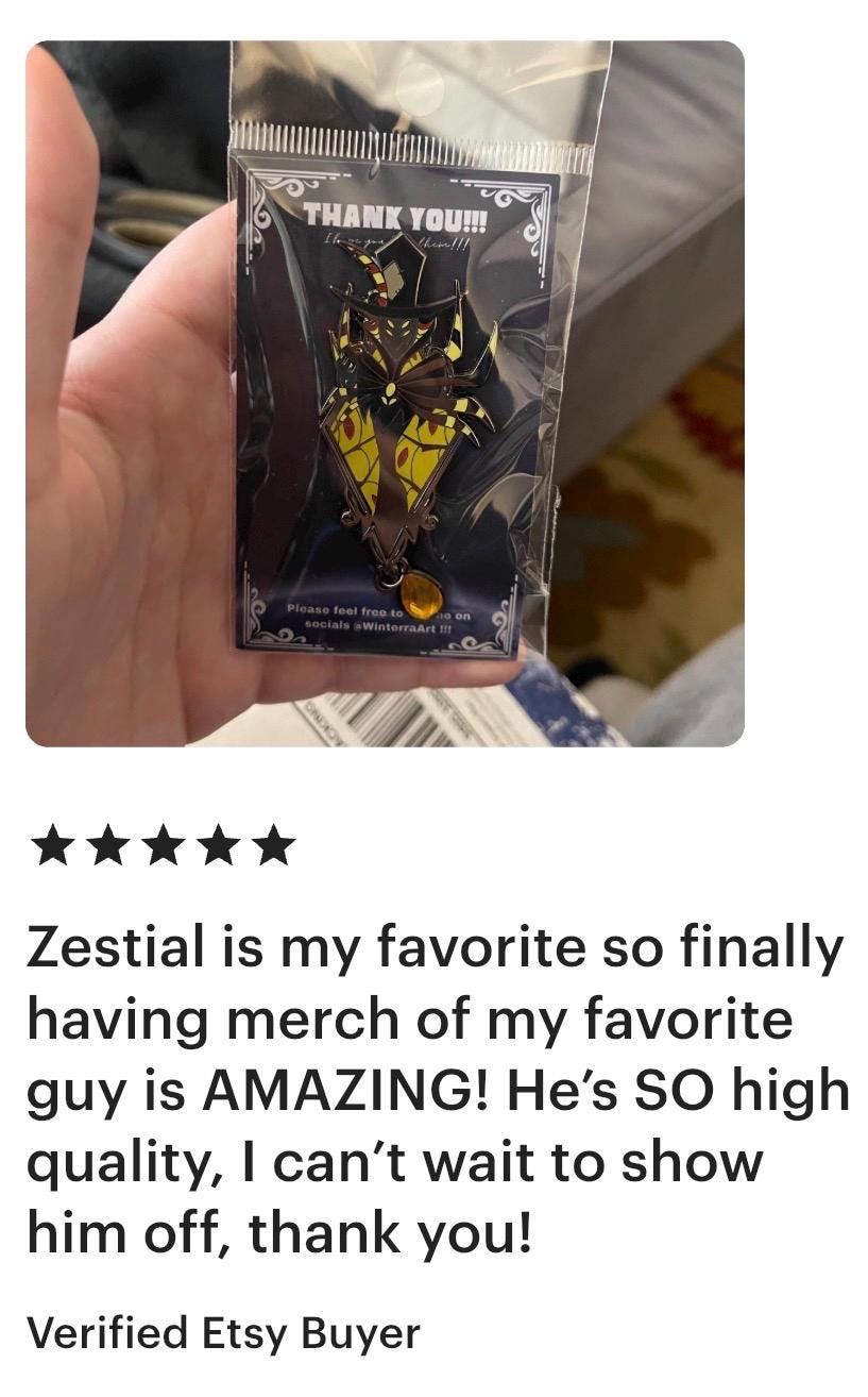 Zestiel Portrait Enamel Pin | Hazbin Hotel Fanart