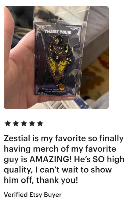 Zestiel Portrait Enamel Pin | Hazbin Hotel Fanart