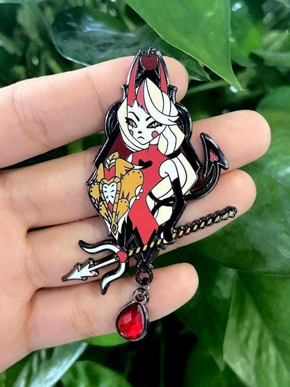 Demon Charlie Portrait Enamel Pin | Hazbin Hotel Fanart