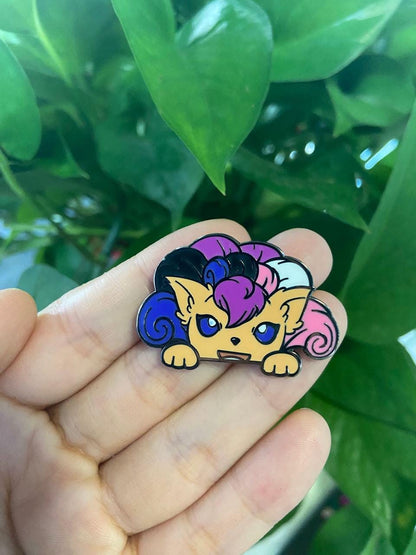 Pride Nine Tail Fox Pins (1.5” - Black Nickel)