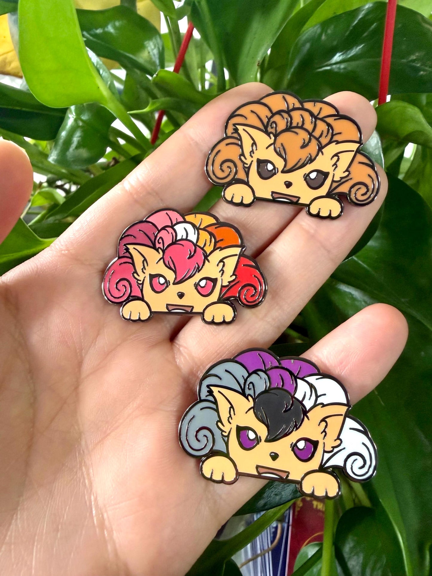 Pride Nine Tail Fox Pins (1.5” - Black Nickel)