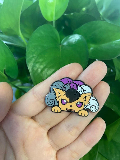Pride Nine Tail Fox Pins (1.5” - Black Nickel)