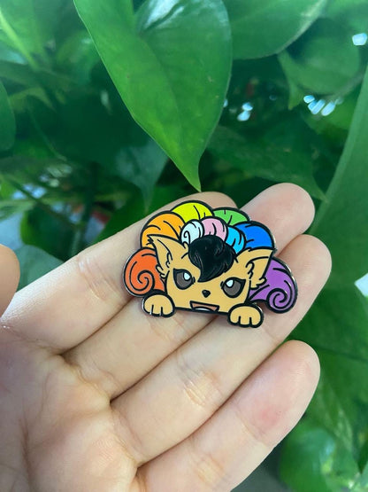Pride Nine Tail Fox Pins (1.5” - Black Nickel)