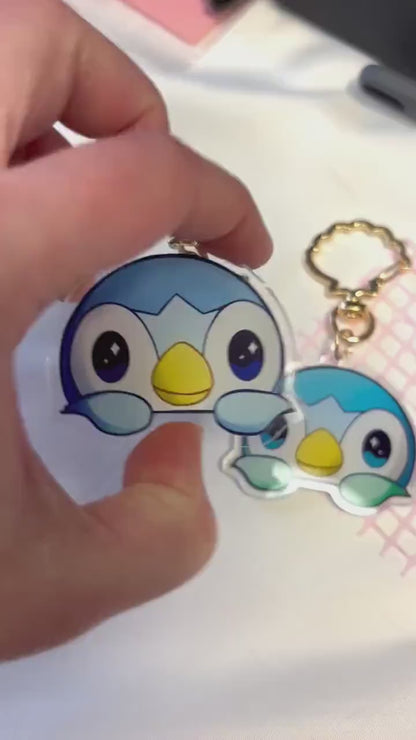 Water Starter Acrylic Keychain: Peeking Shiny Video Game Charm