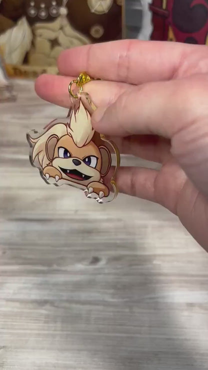 Peeking Shiny Double-sided Fire Dog Fanart Acrylic Keychain | Cute Videogame 2 Inch Charms for Fans
