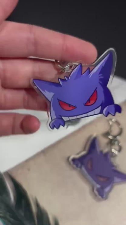 Double-sided Shiny Gengar Fanart 2 Inch Acrylic Keychain Charm