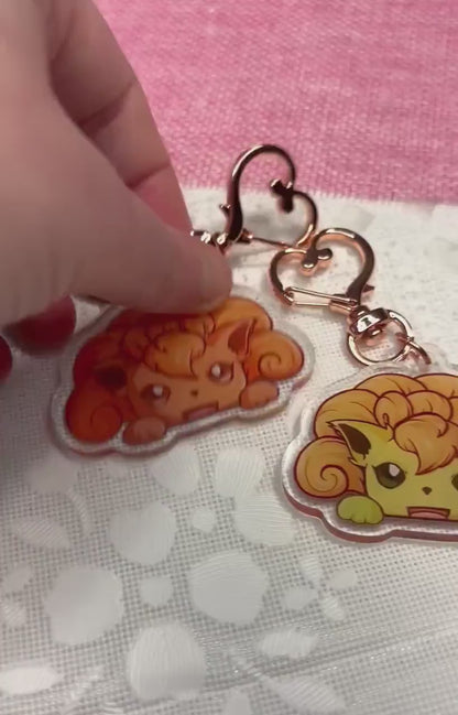 Shiny Double-sided Fox Keychain | 2” Fanart Charm for Bags, Keychains, Switch Cases, or Gifts