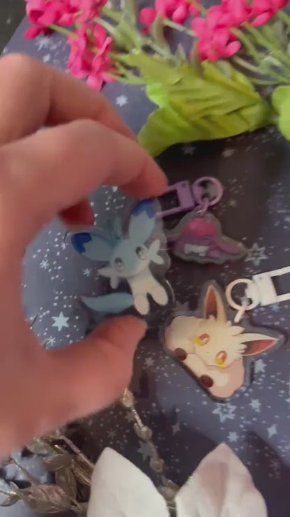 Palworld Fanart: Glitter Epoxy Acrylic Keychain - Chillet Cremis