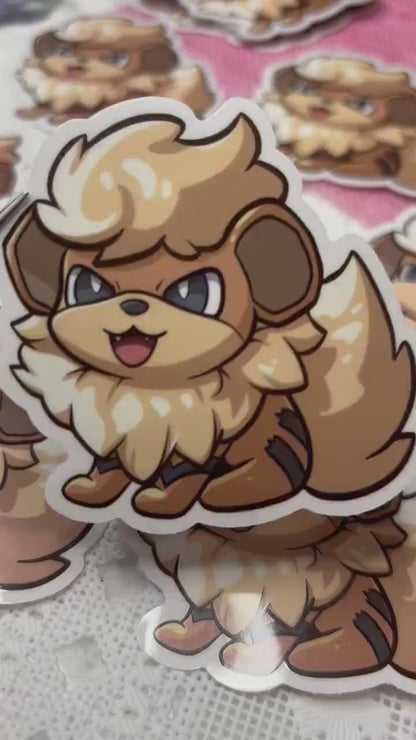 Fire Dog Fanart Sticker | 3" Vinyl Decal - Holo & Glitter Options